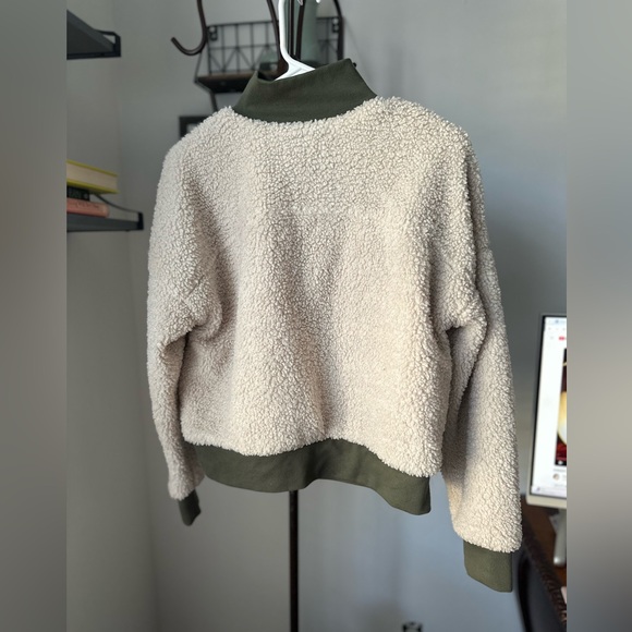 #65 FABLETICS SHERPA PULLOVER ZIPPER SWEATER CREAM GREEN SIZE XXS - Picture 5 of 10